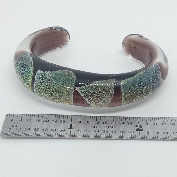 * vintage Dichroic Glass Snakeskin style pattern cuff bracelet - Picture 2 of 6